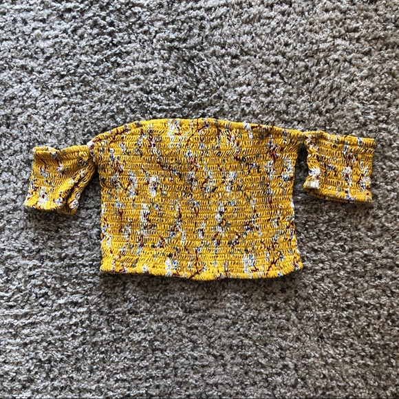 Mustard Yellow Floral Crop Top - Picture 1 of 3